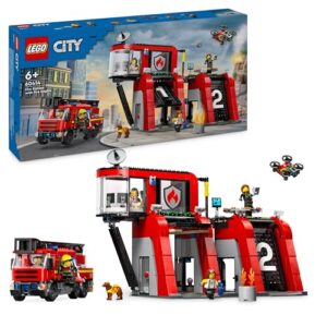 LEGO City Fire Station with Fire Engine Toy Playset for 6 Plus year Old Boys & Girls with a Dog Figure and 5 Minifigures