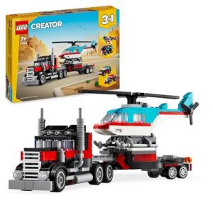 LEGO Creator 3in1 Flatbed Truck with Helicopter Toy to Propeller Plane and Fuel Lorry to Hot Rod and SUV Car Toys for 7 Plus Year Old Boys