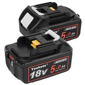 2pack yookoto 18V 5000mAh BL1850 Battery Makita BL1850 Makita 18V Battery 5.0mAh Large Capacity Li-ion Compatible BL1860B