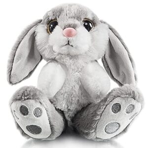My OLi Easter Bunny Soft Toy 22cm/8.5" Plush Rabbit With Floppy Bunny Ears Stuffed Animal Bunny Teddy Toy Easter Bunny Decorations Gifts For Babies Kids Boys Girls | Grey