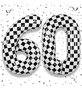 TNYKER Black and White Checkered Balloon Number 50, 40 Inch Number 50 Foil Balloons Decor, Large ...