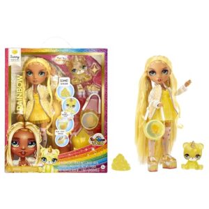 Rainbow High Fashion Doll with Slime & Pet - Sunny (Yellow) - 28 cm Shimmer Doll with Sparkle Slime