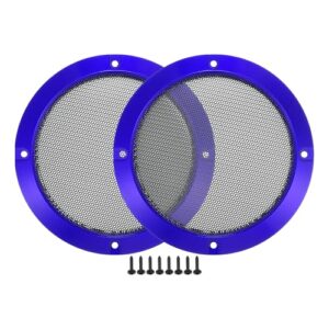 X AUTOHAUX 5" Car Speaker Grills Cover Mesh Round with Screws Blue - 2 Pcs