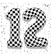 TNYKER Black and White Checkered Balloon Number 11, 40 Inch Number 11 Foil Balloons Decor, Large ...