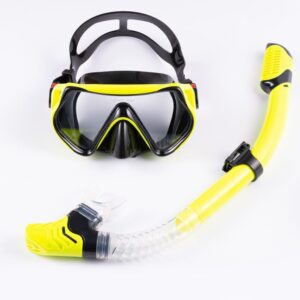 Adult Snorkeling Gear Snorkel Set with Dry Top System 180 Degree Foldable Panoramic Snorkel Mask