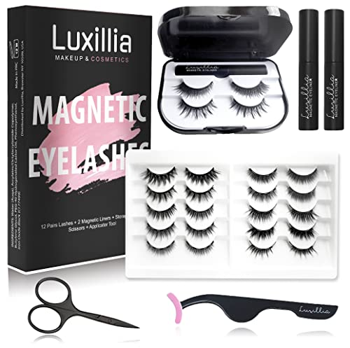 Luxillia Magnetic Eyelashes with Eyeliner (MAGNETIC EYELASHES 12 PAIRS)