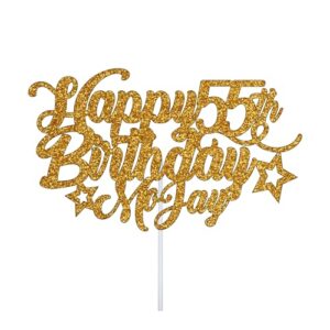 Personalize Pro Customised Happy Birthday Cake Topper Personalised with Any Age or Name Glitter Stars Custom Cake Picks Decoration Supplies for 1st 13th 10th 16th 21st Birthday Theme Party