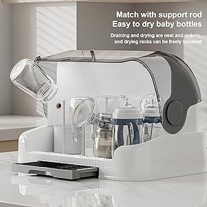Space Saving Bottle Dryer Holder,Dustproof Bottle Storage with Cover