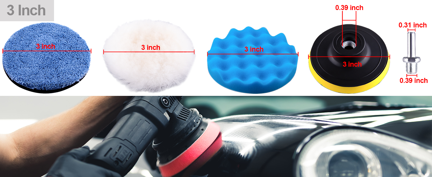 Size of car buffing pads