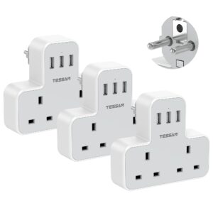 UK to European Plug Adapter with 3 USB