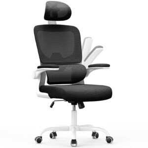aspaluro Office Chair Ergonomic Desk Chair with Adaptive Lumbar Support/Headrest/Flip-up Armrests Swivel Computer Chair with Rocking Function Chair For Home Office-Black and White