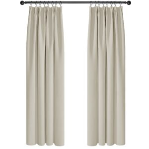 Deconovo Super Soft Thermal Insulated Pencil Pleat Blackout Curtains 90 x 90 Inch Light Beige 2 Panels