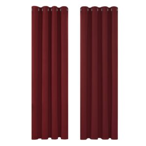 Deconovo Thermal Insulated Blackout Curtains Nursery Curtains Eyelet Curtains for Bedroom 52"x 72" Red 1 PAIR