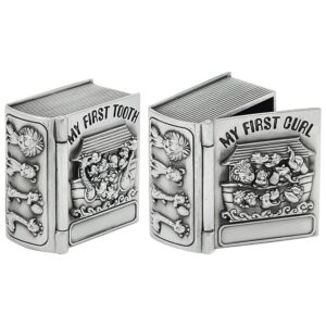 FINGERINSPIRE 2Pcs My First Curl and My First Tooth Keepsake Box Antique Silver Tooth Collection Organizer Holder My First Curl and Tooth Keepsake Box Set for Babies to Keep The Childhood Memory