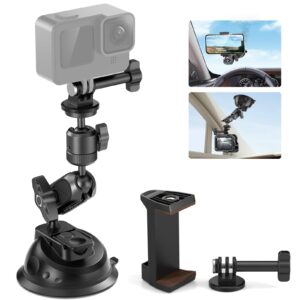 Neewer Suction Cup Mount for GoPro with Magic Arm & 360° Pan 90° Tilt Ball Head