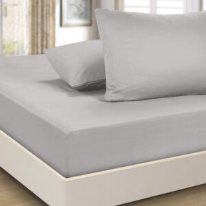 Imperial Rooms Single Fitted Sheet 16"/40CM - Extra Deep Brushed Microfiber Bed Sheets Easy Care Soft Breathable Fitted Bed Sheet - Shrinkage and Fade Resistant (Grey)