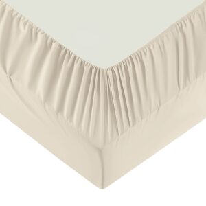 Moonlight Bedding Single Fitted Sheet - 25cm Deep Pockets Elastic Cream Fitted Bed Sheets - Brushed Microfiber Fade Resistant