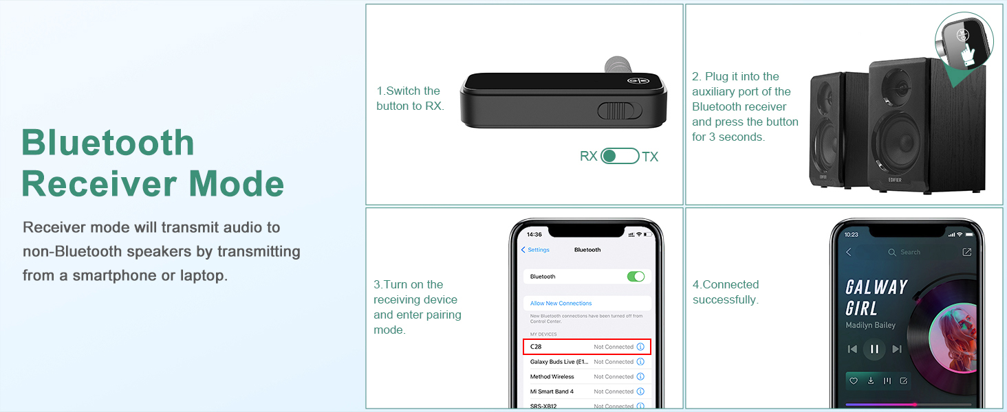 (Upgraded) Aux Bluetooth 5.0 Adapter for Car, Wireless Music Receiver for Home Stereo System