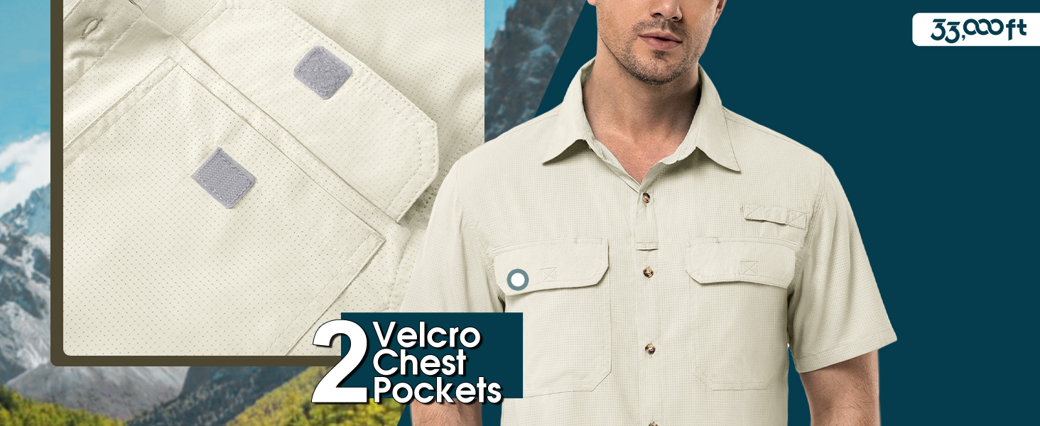 Men's Outdoor Shirt Short Sleeve Hiking UPF 50+ Sun Protection Shirt Quick Dry Lightweight Shirt