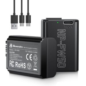 Powerextra NP-FW50 Battery with USB Type-C Fast Direct Charging Rechargeable Battery for Sony A7S II