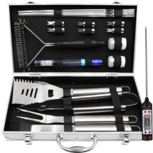 20Pcs Professional Stainless Steel BBQ Grill Tool Set Birthday Gift for Men