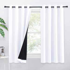 PONY DANCE White Curtain with Blackout Curtain Lining - Energy Saving Thermal Curtain with Eyelet Top Privacy Protected for Bedroom