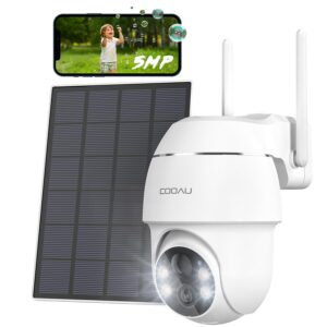 COOAU 5MP 360° Solar Security Camera Outdoor Color Night Vision