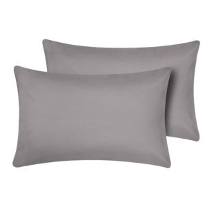 Oxford Homeware Grey Pillow Cases 2 Pack Brushed Microfiber – Standard Pillowcases Fade Resistant Pillow Cover Envelope Closure Pillow Covers (50 x 75 cm)
