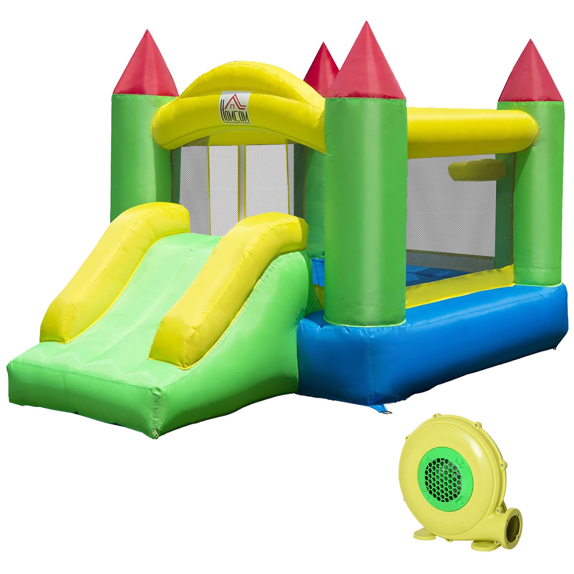 HOMCOM Kids Bouncy Castle Inflatable Bouncer Bounce House and Slide Inflatable Jumper with Blowe