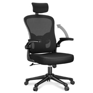aspaluro Office Desk Chair with Flip-Up Armrest High Back Ergonomic Computer Chair with Adjustable Headrest and Lumbar Support Executive Swivel Chair for Home and Office