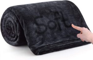 MOONLIGHT20015 Fleece Blanket Throws for Sofas - 400 GSM Black Blankets Sofa Bed Throw Breathable