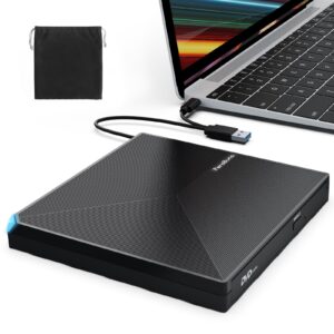 PeroBuno External CD DVD +/-RW Drive USB 3.0 TYPE C Portable CD/DVD Player Burner Reader Writer Optical CD ROM Disk Drive for Laptop Desktop PC iMac MacBook Pro/Air Windows 11/10/8/7/XP Linux Mac OS