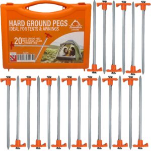 Xtremeauto Heavy Duty Tent Pegs Ground Pegs - X20 Hard Ground Camping Pegs For Tent