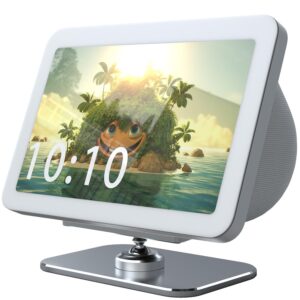 YEZRO ECH0 SH0W 8 (3rd Gen) Stand - Metal Adjustable Stand for ECH0 SH0W 8 - Aluminum Tilt + 360 Degree Swivel Magnetic Table Holder Full Non-Slip Base (Silver)
