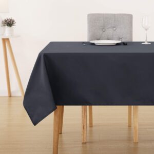 Deconovo Home Decorative Oxford Wipeable Tablecloth Rectangle Water Resistant Table Cover for Children 130x280cm(51x110in) Dark Grey