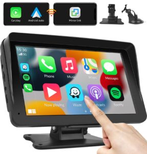 Wireless Apple Carplay & Android Auto Portable Car Stereo 7" Touchscreen Car Radio Receiver Portable Car Play Screen with Bluetooth Hands-Free Calling