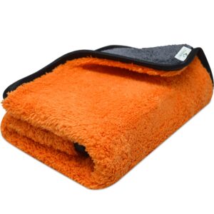 Towelogy Microfibre Car Drying Towel Extra Large 800GSM Dual Sided Super Absorbent Soft Detailing Car Cloths (Orange