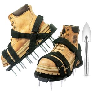 Bakulala Lawn Aerator Shoes Grass Aerator Spiked Shoes with Stainless Steel Shovel