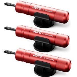 JUFO 3 Packs Family Pack Car Window Breaker with Seat Belt Cutter Quick Emergency Escape Tool Safety Hammer（Red*3