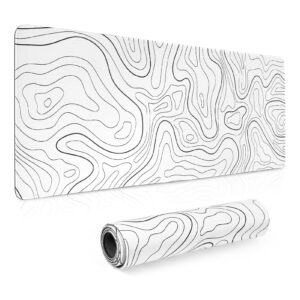 Topographic Mouse Pad Large Keyboard Pad 80x30 cm White Gaming Mouse Pad