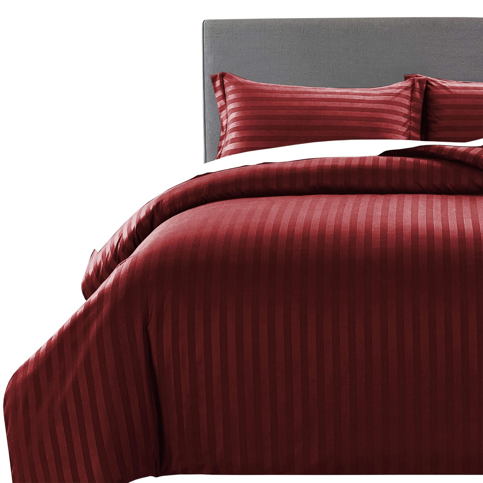 MOONLIGHT20015 King Size Duvet Cover Sets Hotel Quality Stripes Satin Bedding Sets with 2 Pillowcases