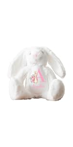 Personalised White Pink Bunny Teddy Bear