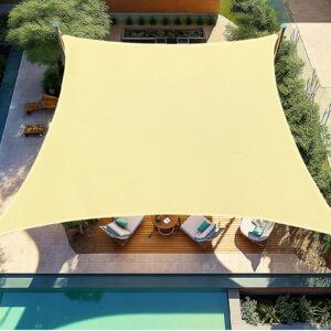 Falflor 2x3m Sun Shade Sail Rectangle Waterproof Shade Sail Durable Awning for Patio UV Block Outdoor Garden Canopy for Party Backyard Lawn(Beige)