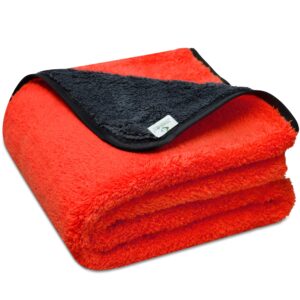 Towelogy Microfibre Car Drying Towel Extra Large 800GSM Dual Sided Super Absorbent Soft Detailing Car Cloths (Red