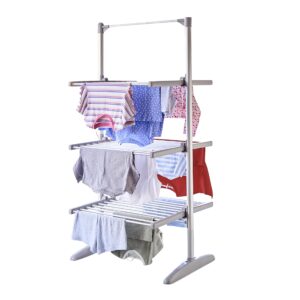 Neo Large Indoor Electric 3 Tier Airer Folding Foldable Laundry Clothes Horse Portable Heated Rail Rack Dryer Cover 36 Rails 147 cm
