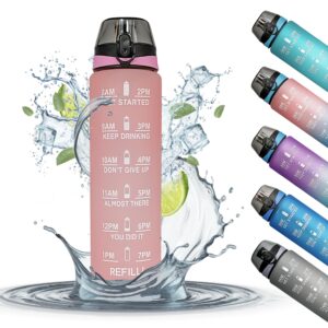 K-MART 1 Litre Water Bottle With Time Markings | BPA Free & Non-Toxic Drinks Bottle | Leakproof Sports Water Bottle 1l For Gym Bottle