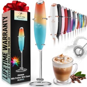 Zulay Powerful Milk Frother Handheld Foam Maker for Lattes - Whisk Drink Mixer for Coffee