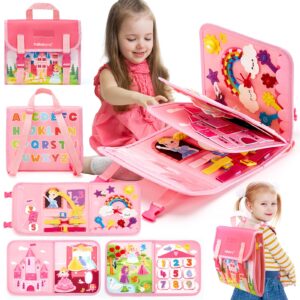 hahaland Busy Board for Toddlers Montessori Toys for 2-5 Year Old Girls Learning Activities Travel Toys Baby Sensory Toys with Alphabet