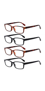 Reading Glasses 4 Pack Fashion Spring Hinge Readers Men Women Glasses