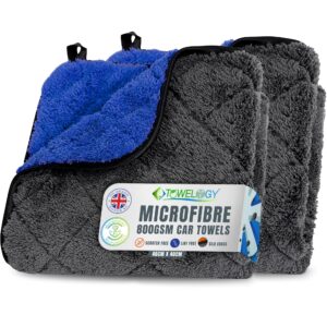 Towelogy Microfibre Car Cleaning & Detailing Cloths Thick Drying Towels for Interior and Exterior Use 40x40cm (2